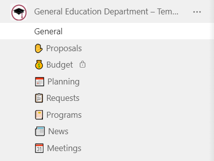 government template for Microsoft Teams: general education department