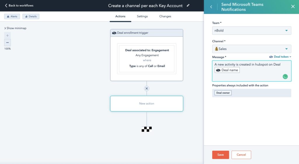 add Teams to HubSpot workflow