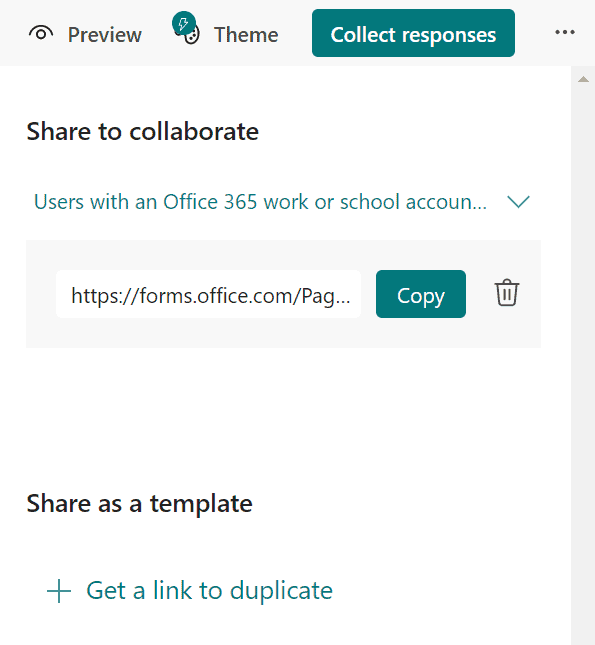 share to collaborate on a form